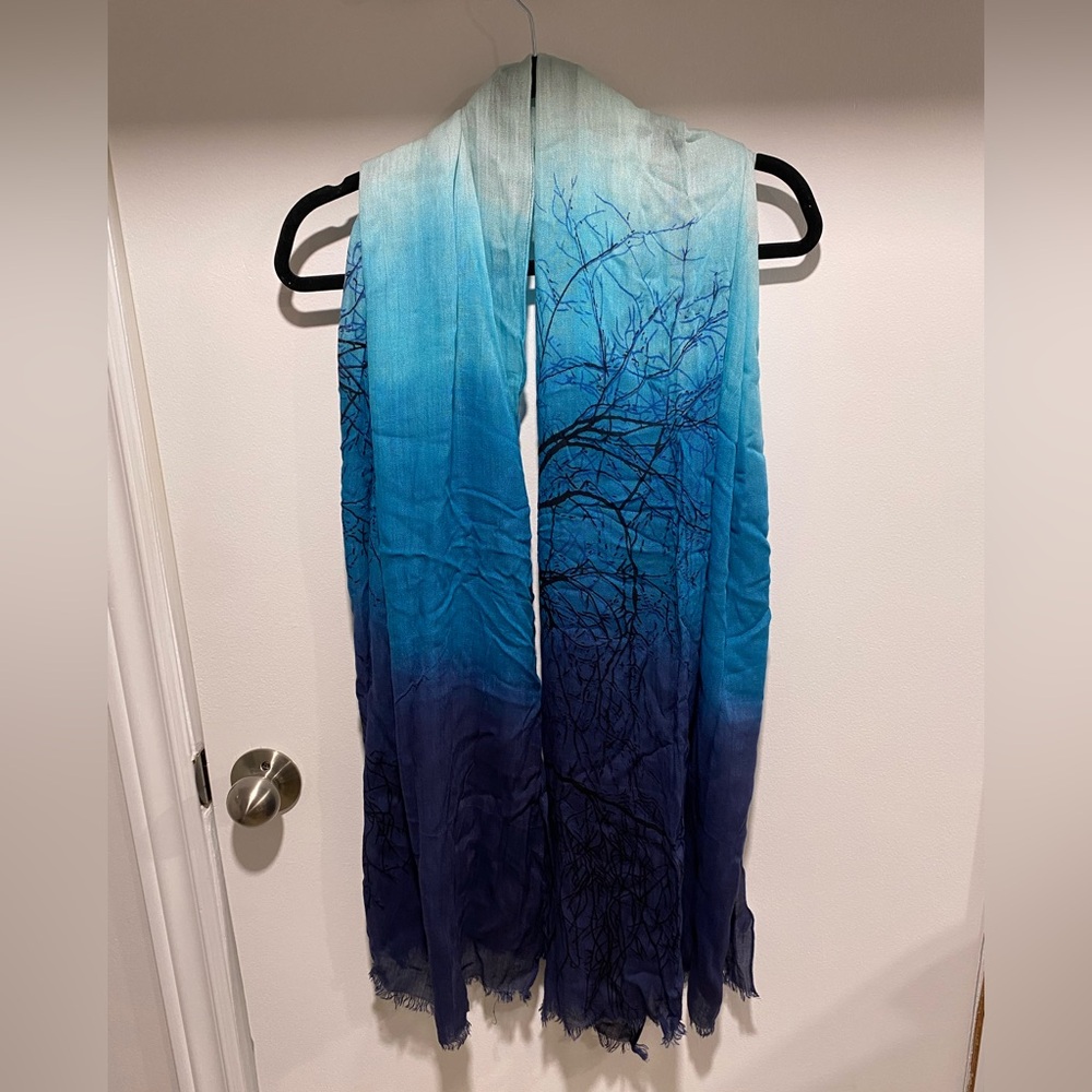 Nine West Navy Scarf with Tree Pattern